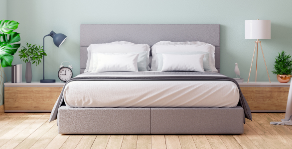 bed gey white